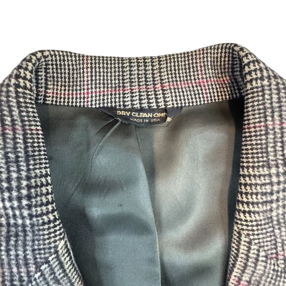 VTG Barrister Men's 100% Camel Hair Sport Coat Blazer 38S Glenplaid Jacket Black - Picture 4 of 10